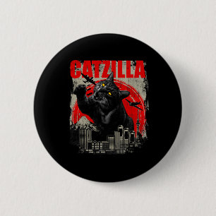 Catzilla - Funny Cat Lover Kitten Kitty Short Slee 2 Inch Round Button