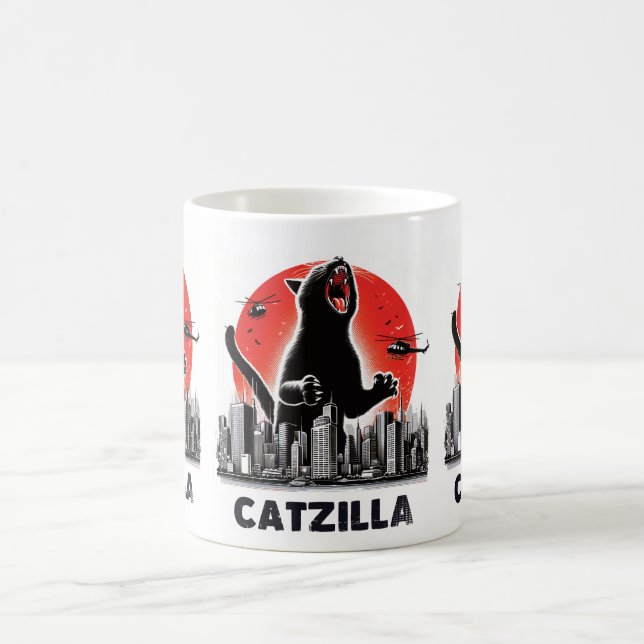 Catzilla Funny Cat Rampage Epic Feline Monster Cat Coffee Mug (Center)