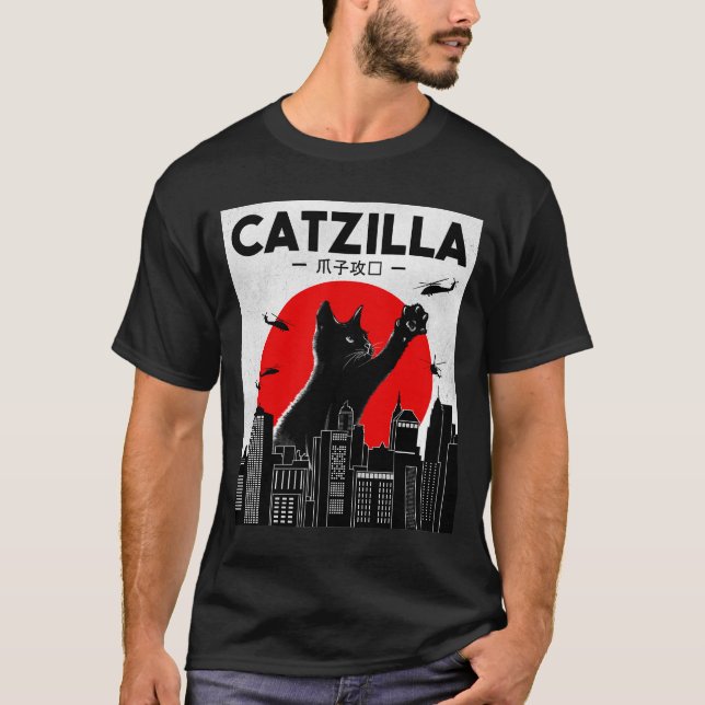 Catzilla Funny Cat Shirt, Funny Cat T-shirt, Cat L T-Shirt (Front)