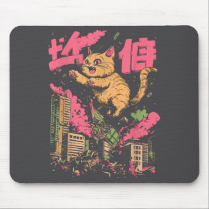 Catzilla Funny Giant Cat Monster Kaiju Japanese Ka Mouse Pad