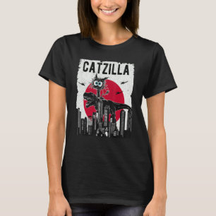 Catzilla Funny Retro Cat Kitten Riding T.Rex Lover T-Shirt