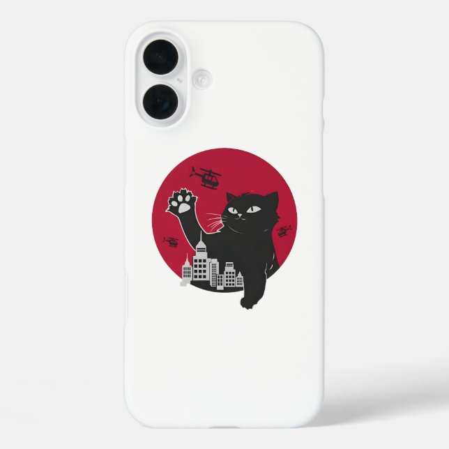 Catzilla – Giant Black Cat Parody with City Case-Mate iPhone Case (Back)