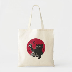 Catzilla – Giant Black Cat Parody with City Tote Bag