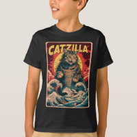 Catzilla Japanese Art Funny Cat Vintage Graphic 