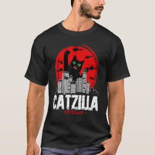 Catzilla Japanese Sunset fighting helicopter funny T-Shirt