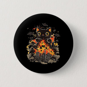 Catzilla Japanese Sunset Funny Japan Cat 2 Inch Round Button