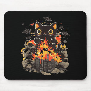 Catzilla Japanese Sunset Funny Japan Cat Mouse Pad
