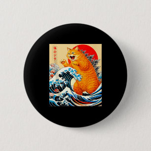 Catzilla orange cat japanese art for men women kid 2 inch round button