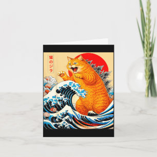 Catzilla orange cat japanese art for men women kid card