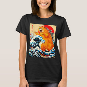 Catzilla orange cat japanese art for men women kid T-Shirt