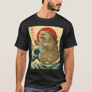 Catzilla Persian Cat Japanese Art For Men Women Ki T-Shirt