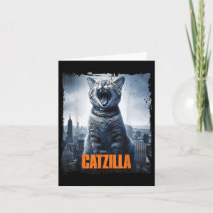 Catzilla Roaring Over City Skyline Cat Monster Kit Card