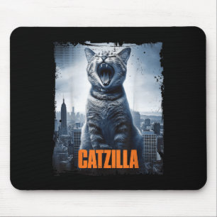 Catzilla Roaring Over City Skyline Cat Monster Kit Mouse Pad
