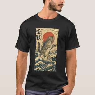 Catzilla Scottish Fold Japanese Art Funny Pet T-Shirt