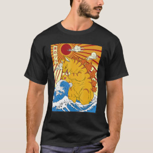 Catzilla Vintage  Cute Cat Japanese Sunset T-Shirt