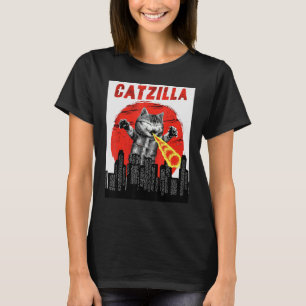 Catzilla Vintage Cute Cat Sunset Catzilla T-Shirt