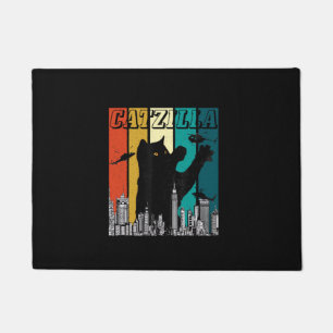 Catzilla Vintage Retro Funny Cat Kitten Halloween Doormat