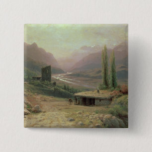 Caucasian Canyon, 1893 2 Inch Square Button