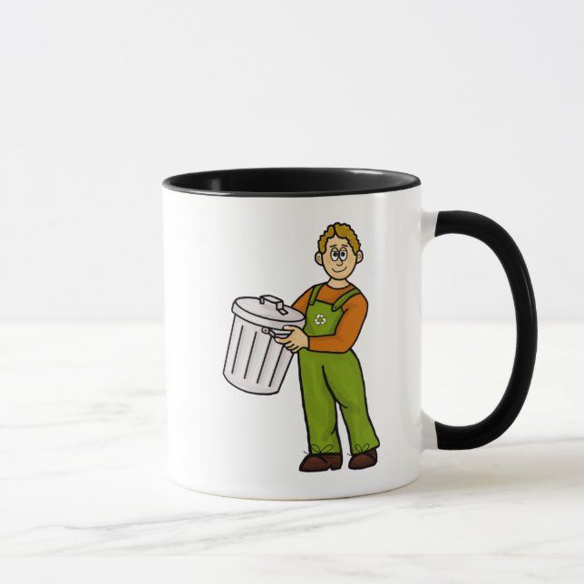 Caucasian Male Garbage Man Name Mug (Right)