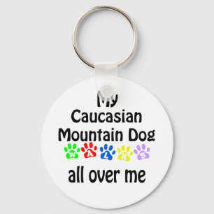 Caucasian Mountain Dog Walks Design Keychain