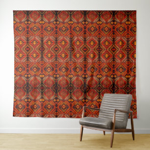 Caucasian rug design in warm colours tapestry