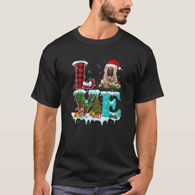 Caucasian Shepherd Christmas Tree Light Pajama Dog T-Shirt (Front)