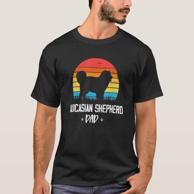 Caucasian Shepherd Dad Retro Vintage T-Shirt (Front)