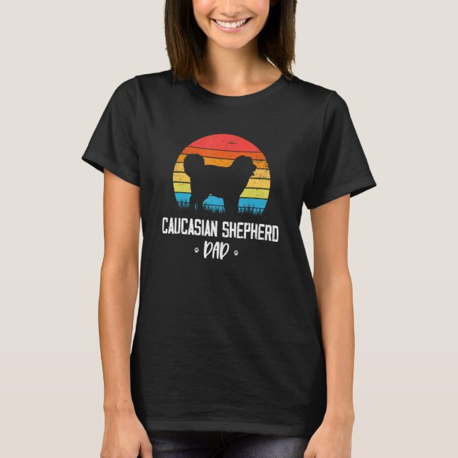 Caucasian Shepherd Dad Retro Vintage T-Shirt (Front)