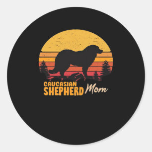 Caucasian Shepherd Dog Mom Vintage Retro Classic T Classic Round Sticker
