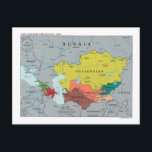 Caucasus and central Asia map Postcard<br><div class="desc">Political map of the Caucasus and central Asia,  collect all the mapcards with the continents of the world:</div>