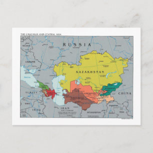 Caucasus and central Asia map Postcard