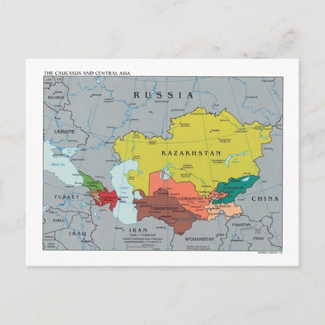 Caucasus and central Asia map Postcard (Front)