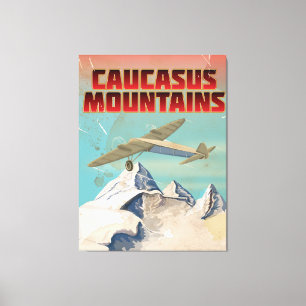 Caucasus mountains vintage travel poster canvas print