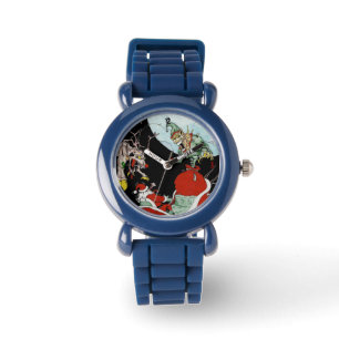cauchemar de Noël Montre en cuir noir pour enfants