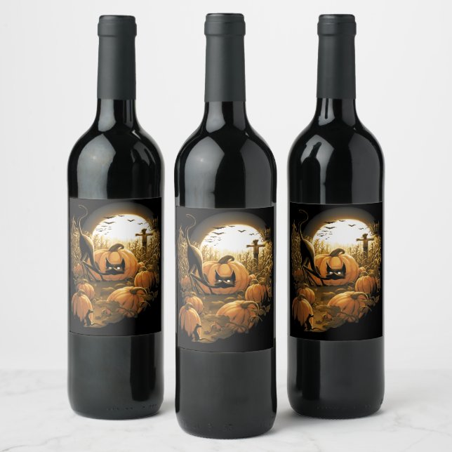 Caught in a Spooky Patch Wine Label (Bottles)
