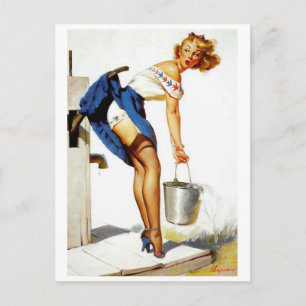 Caught Pin Up Postcard