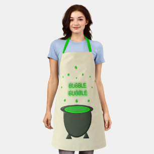 Cauldron and Bubbling Green Brew Halloween Apron