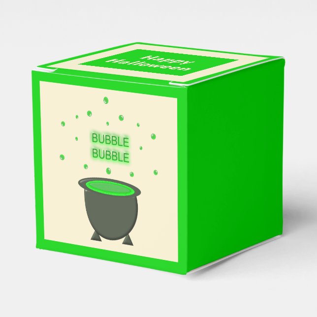 Cauldron and Bubbling Green Brew Halloween Custom Favor Box (Front Side)