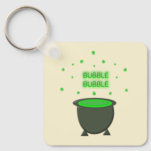 Cauldron and Bubbling Green Brew Halloween Custom Keychain