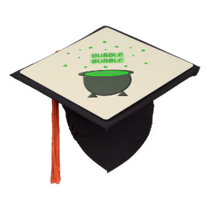 Cauldron and Bubbling Green Brew Halloween Graduation Cap Topper