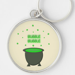 Cauldron and Bubbling Green Brew Halloween Keychain