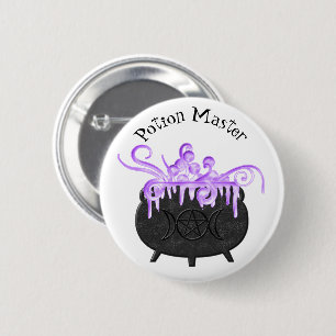 Cauldron Bubbles Potion Witch Brew Pagan Magick 2 Inch Round Button