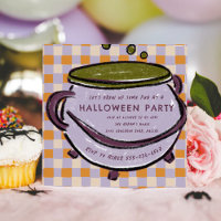 Cauldron Chequered Watercolor Halloween Party