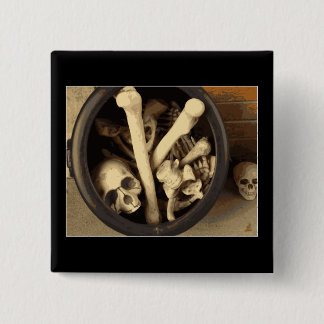 Cauldron of bones. 2 inch square button