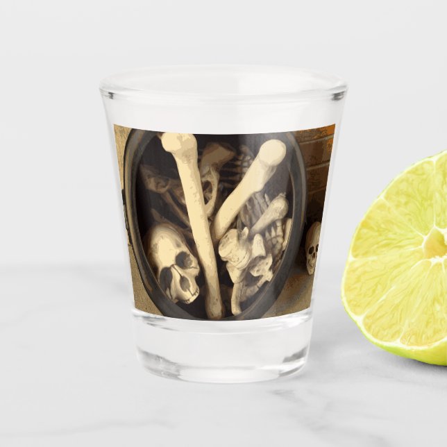 Cauldron of bones. shot glass (Front)