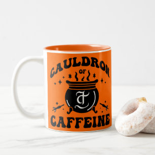 Cauldron of Caffeine Halloween Gift Witch Vibes Two-Tone Coffee Mug