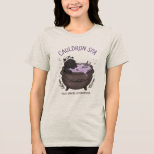 Cauldron Spa Black Cat Witchy Halloween Tri-Blend Shirt