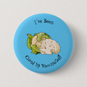 Cauliflower cartoon illustration 2 inch round button
