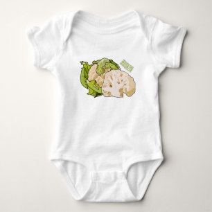 Cauliflower cartoon illustration baby bodysuit