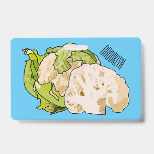 Cauliflower cartoon illustration badge